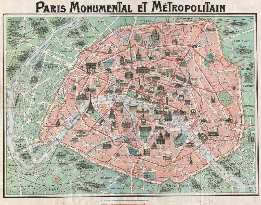 1932 Nouveau Paris Monumental map