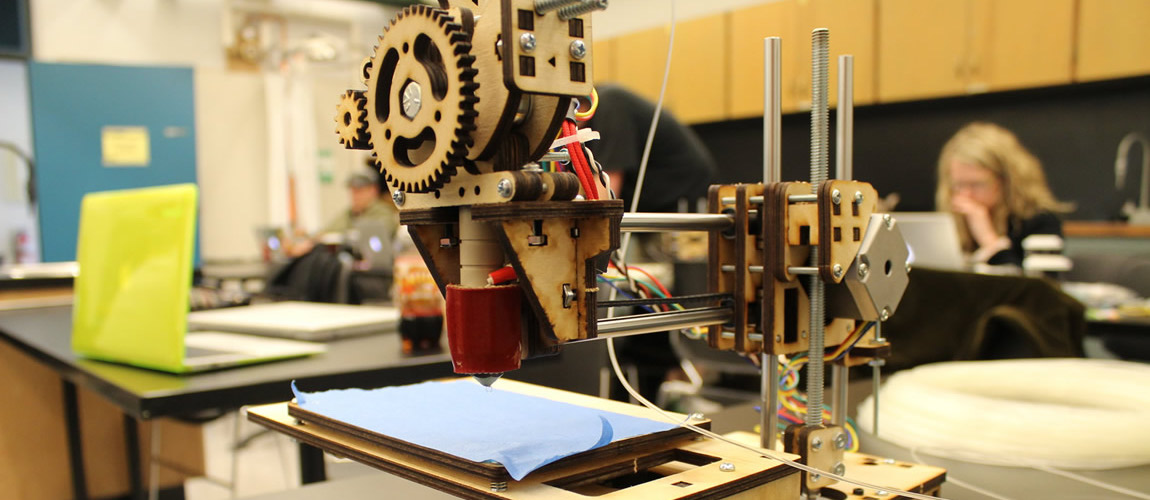 A 3D printer built by students during DHSI 2013