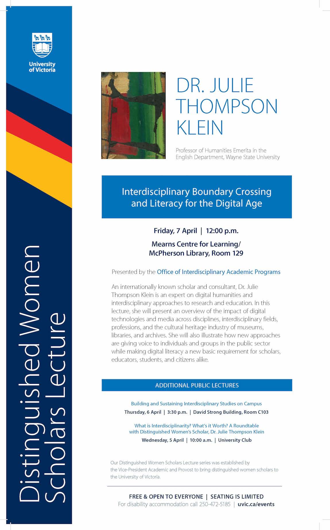 Julie Thompson Klein to Visit UVic